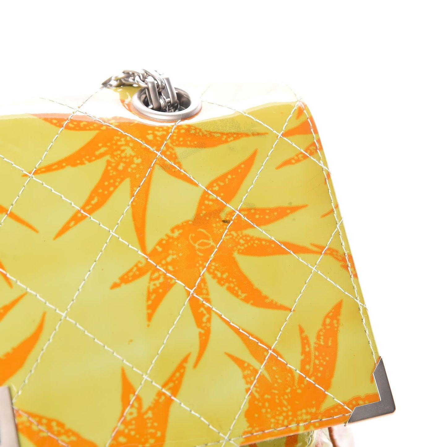 Patent Quilted Floral Printed 2.55 Reissue 225 Flap Green
