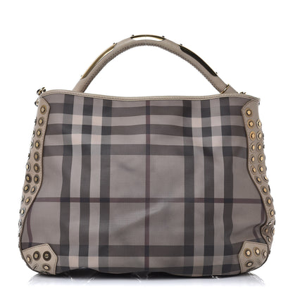 Burberry Smoked Check Studded Hobo Stone 1 of 13