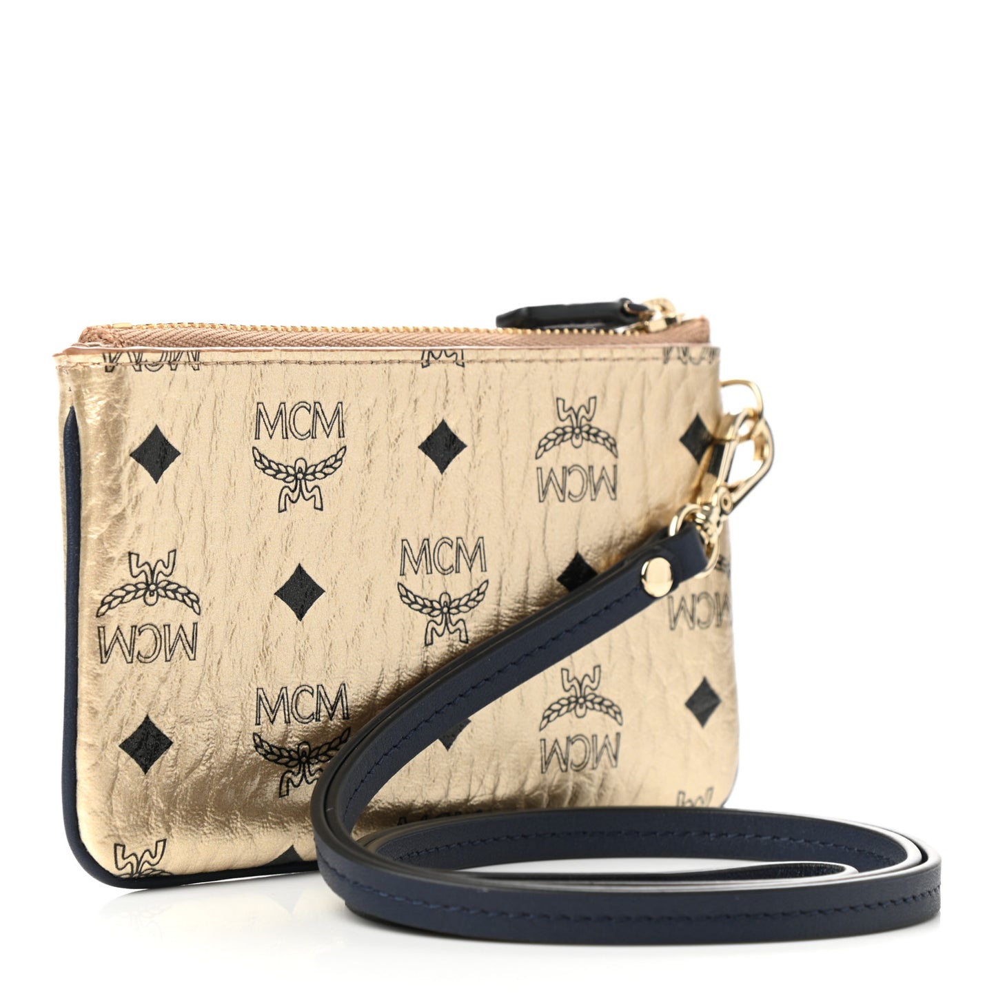 Metallic Visetos Zip Pouch Gold