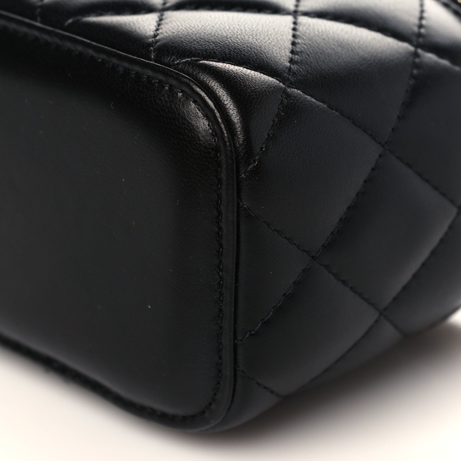 Chanel Lambskin Quilted Mini Pearl Crush Vanity Case With Chain Black 9 of 10