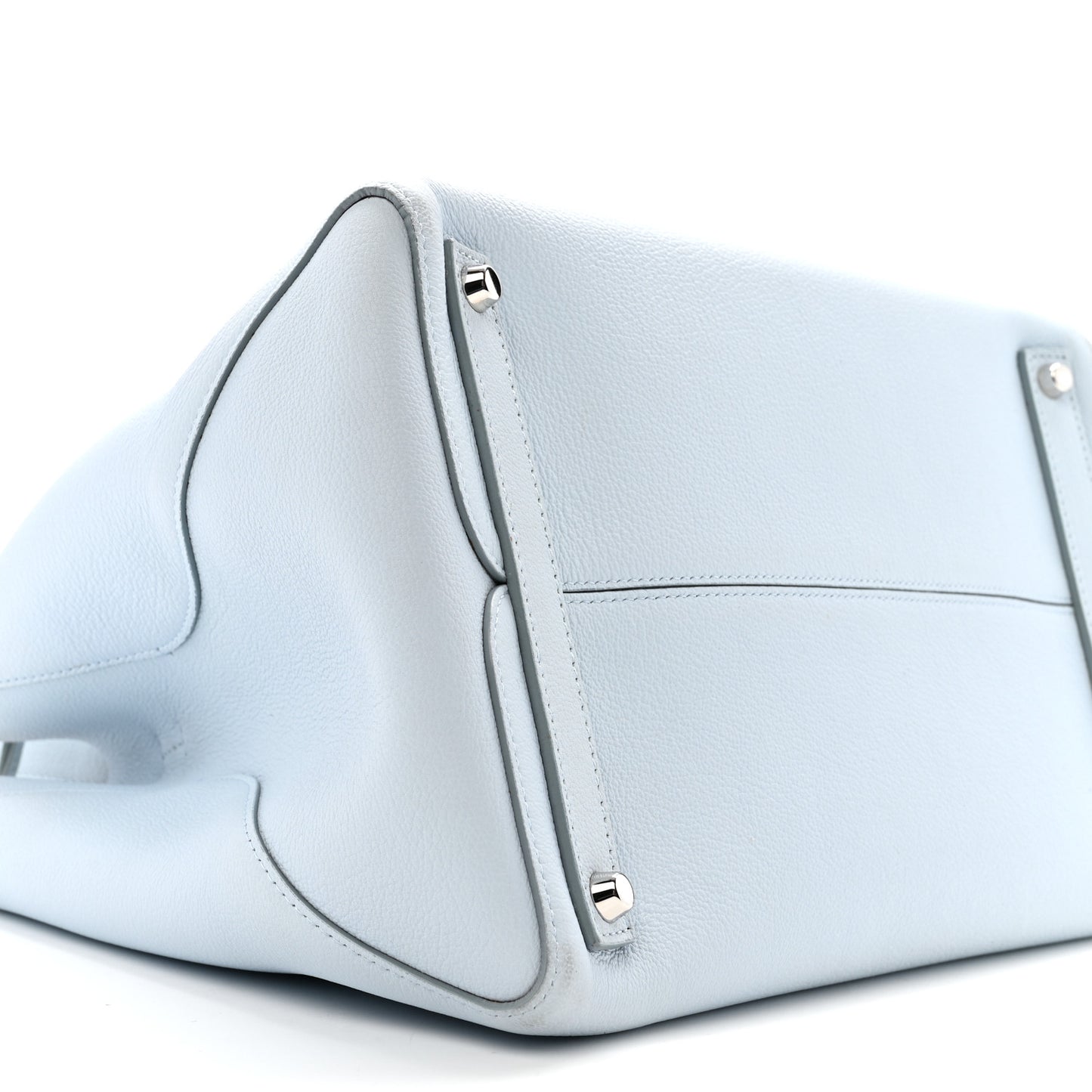Supple Grained Calfskin Large Open Bar Tote Light Blue