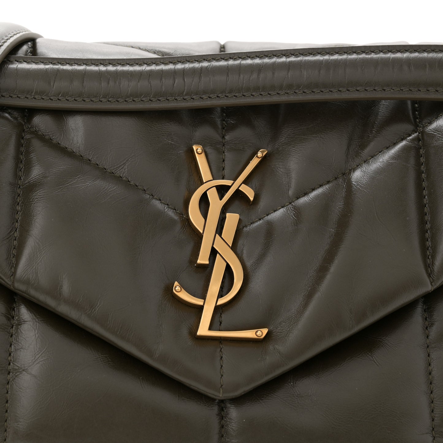 Lambskin Quilted Small Loulou Puffer Monogram Chain Satchel Light Musk