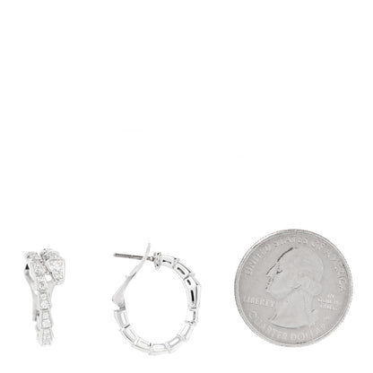 Bulgari 18K White Gold Diamond Serpenti Viper Hoop Pave Earrings 2 of 5