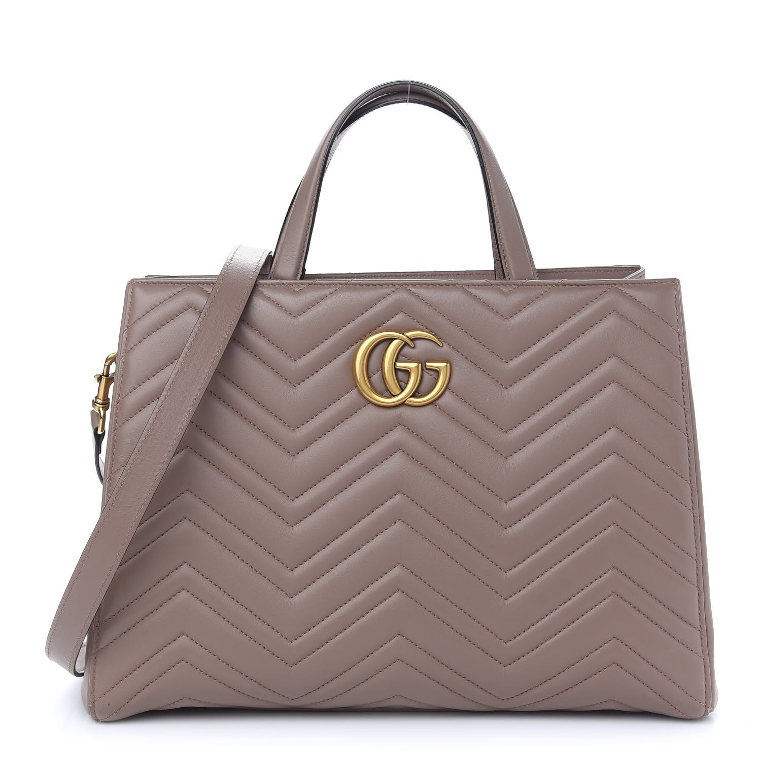 Gucci Calfskin Matelasse Medium GG Marmont Tote Porcelain Rose 1 of 9