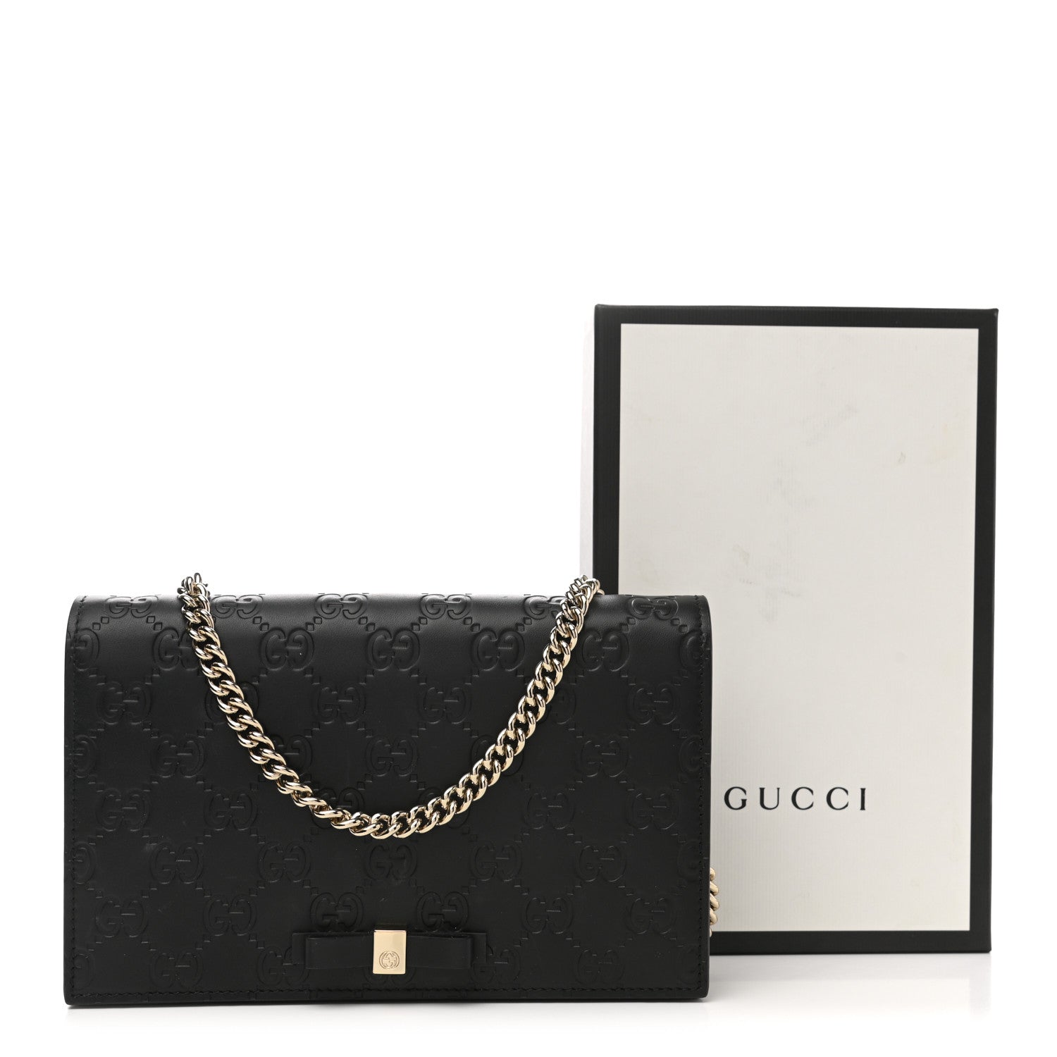 Gucci Guccissima Signature Bowy Chain Wallet Black 11 of 11