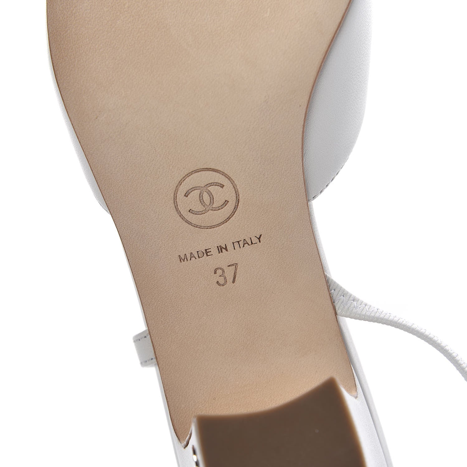 Chanel Lambskin Goatskin Cap Toe CC Slingback Sandals 37 White 6 of 8