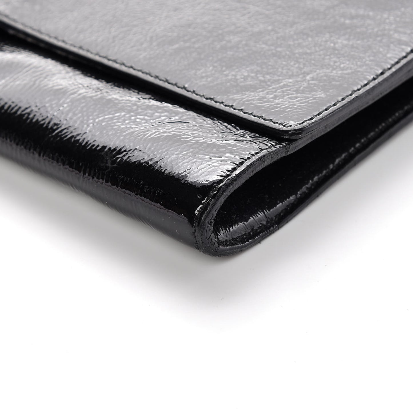 Textured Patent Monogram Large Belle De Jour Clutch Black