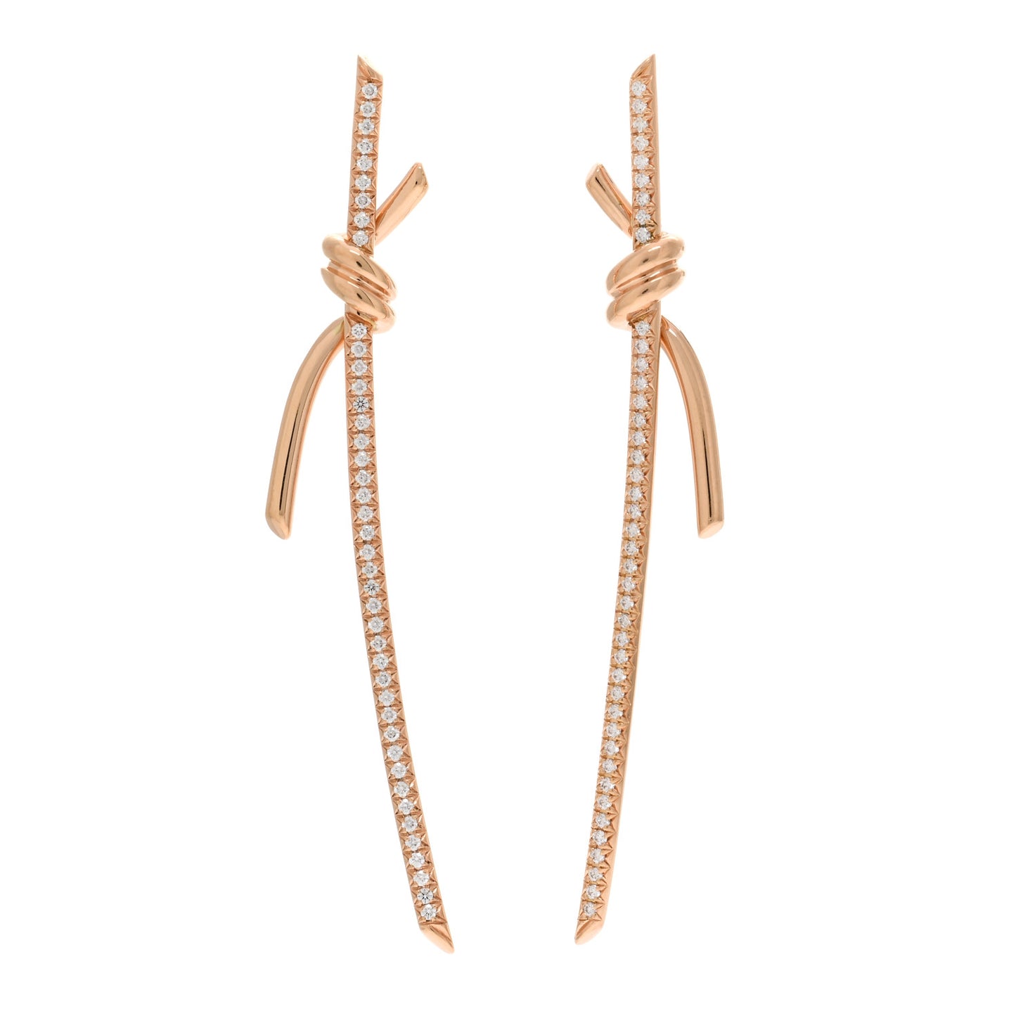 18K Rose Gold Diamond Tiffany Knot Drop Earrings