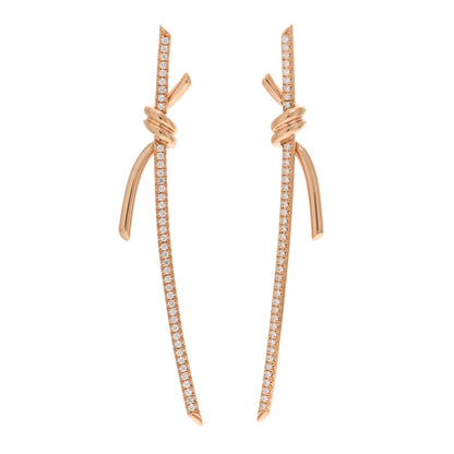 Tiffany 18K Rose Gold Diamond Tiffany Knot Drop Earrings 1 of 4