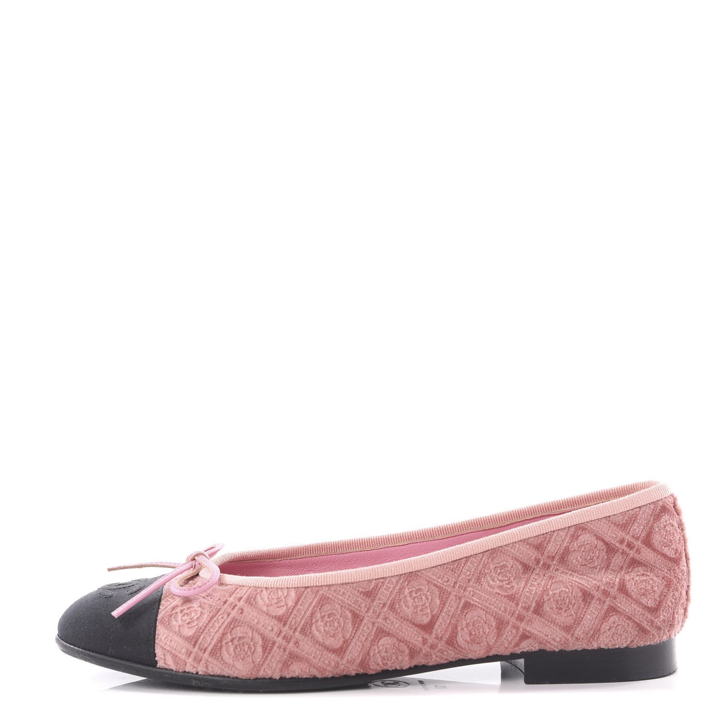 Velvet Grosgrain Cap Toe Ballerina Flats 37 Pink Black