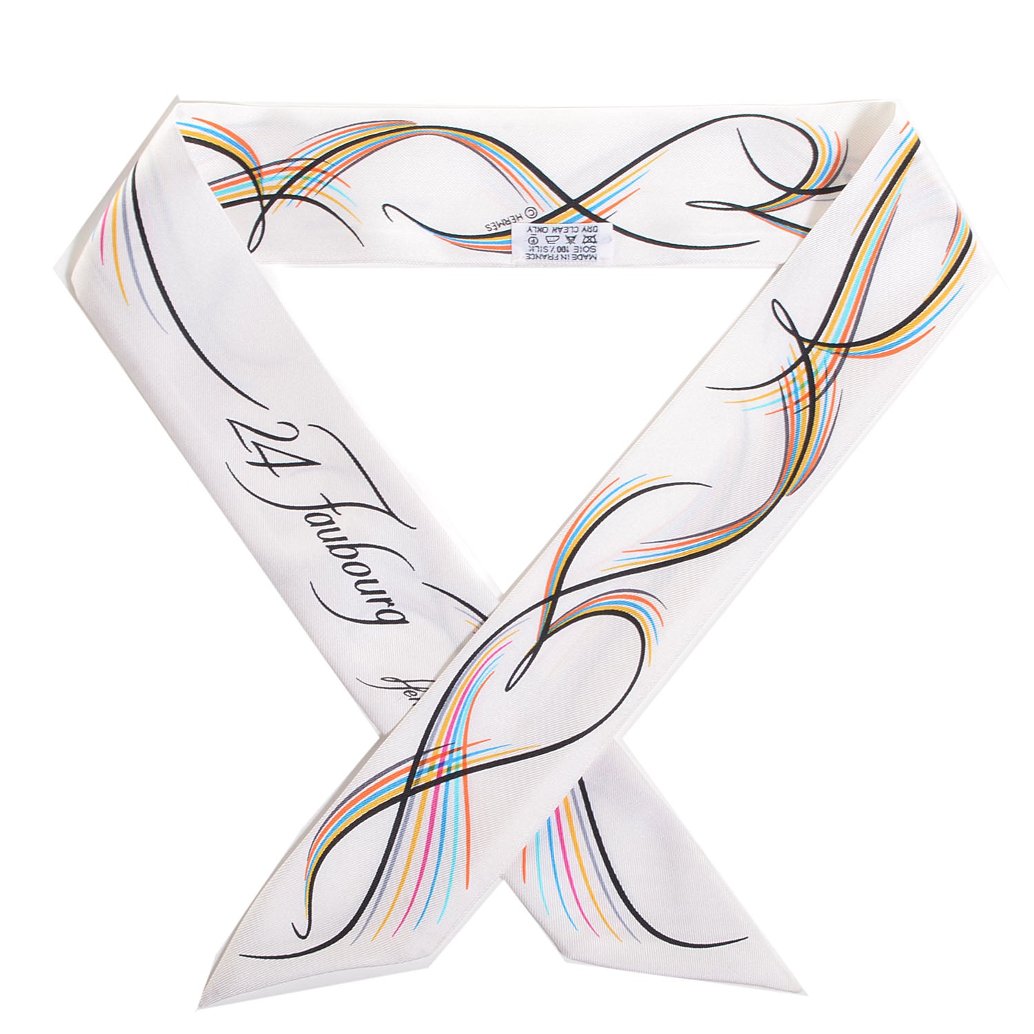 Hermes Silk 24 Faubourg Twilly Scarf Blanc 1 of 4