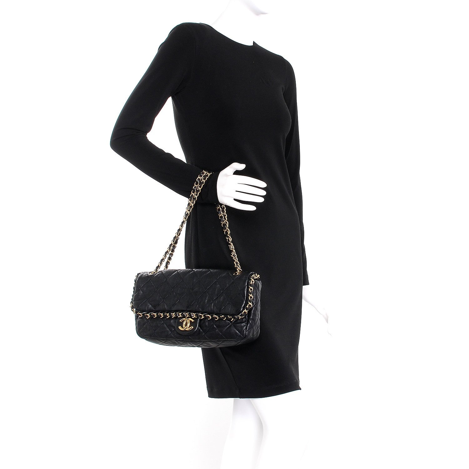 Chanel Calfskin Quilted Medium Chain Me Flap Black 3 of 8
