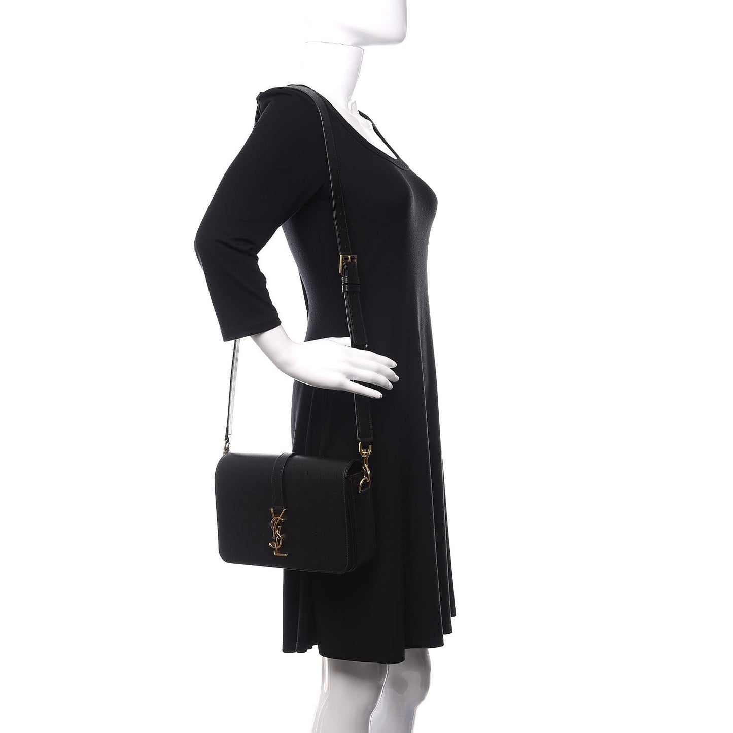 Textured Calfskin Medium Classic Monogram Universite Bag Black
