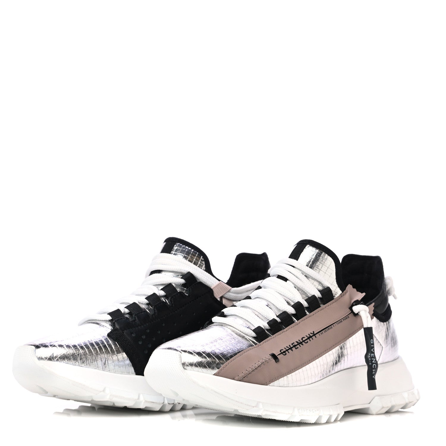 Givenchy Metallic Spectre Low Runners Sneakers 37.5 Silver Black 3 of 8