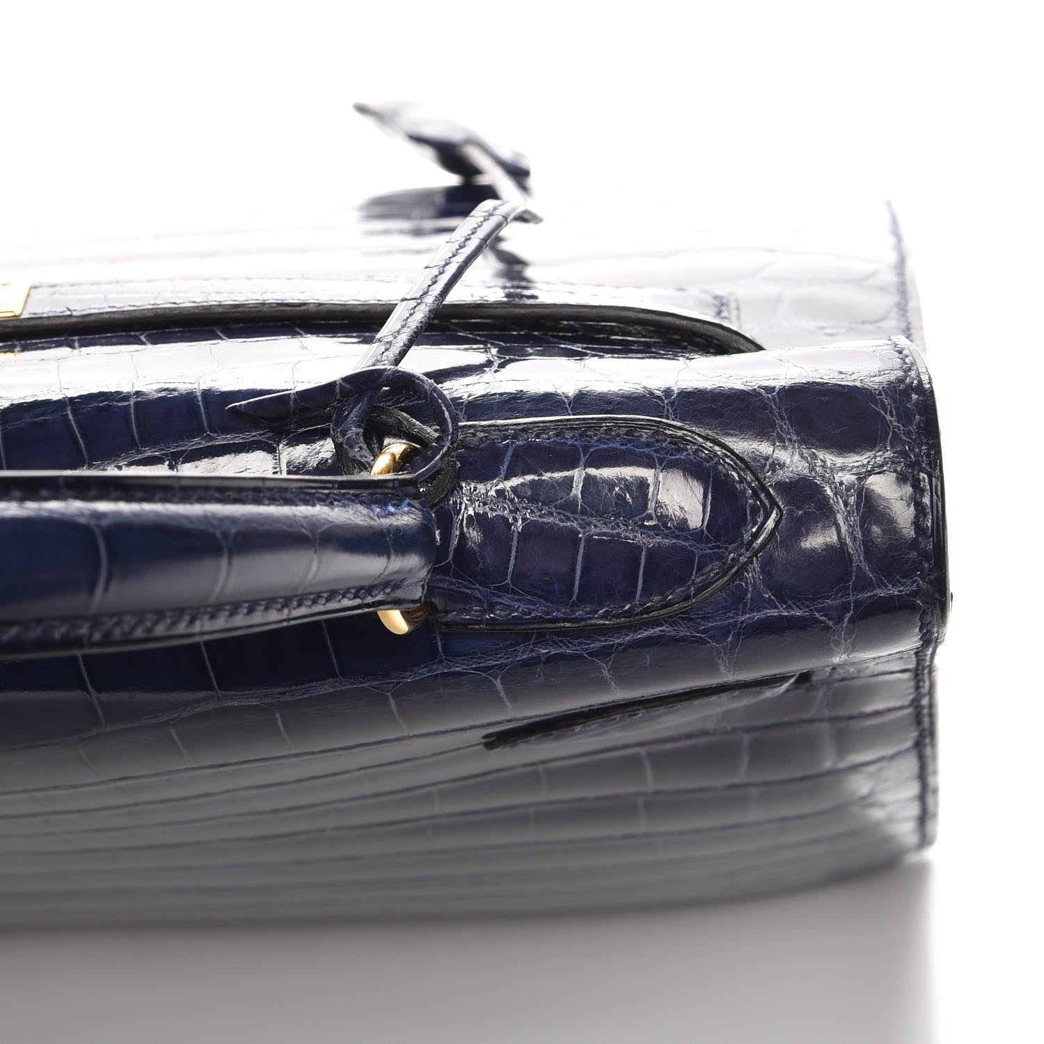 Hermes Shiny Niloticus Crocodile Kelly Sellier 32 Bleu Saphir 11 of 32