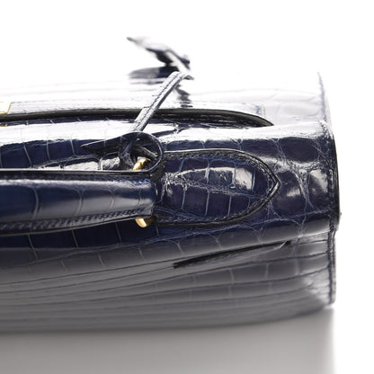 Hermes Shiny Niloticus Crocodile Kelly Sellier 32 Bleu Saphir 11 of 32
