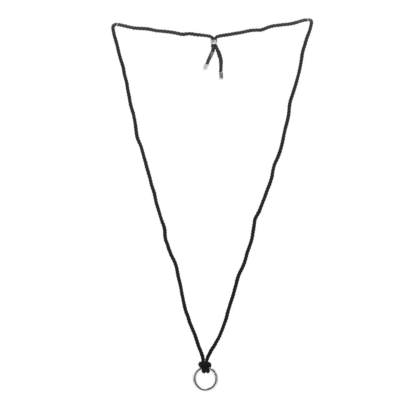 Sterling Silver Circle Clasp Cord Necklace Black