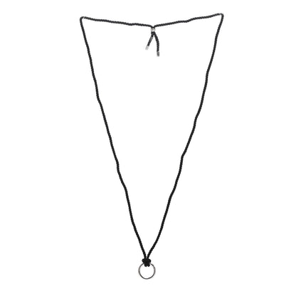 Tiffany Sterling Silver Circle Clasp Cord Necklace Black 3 of 5