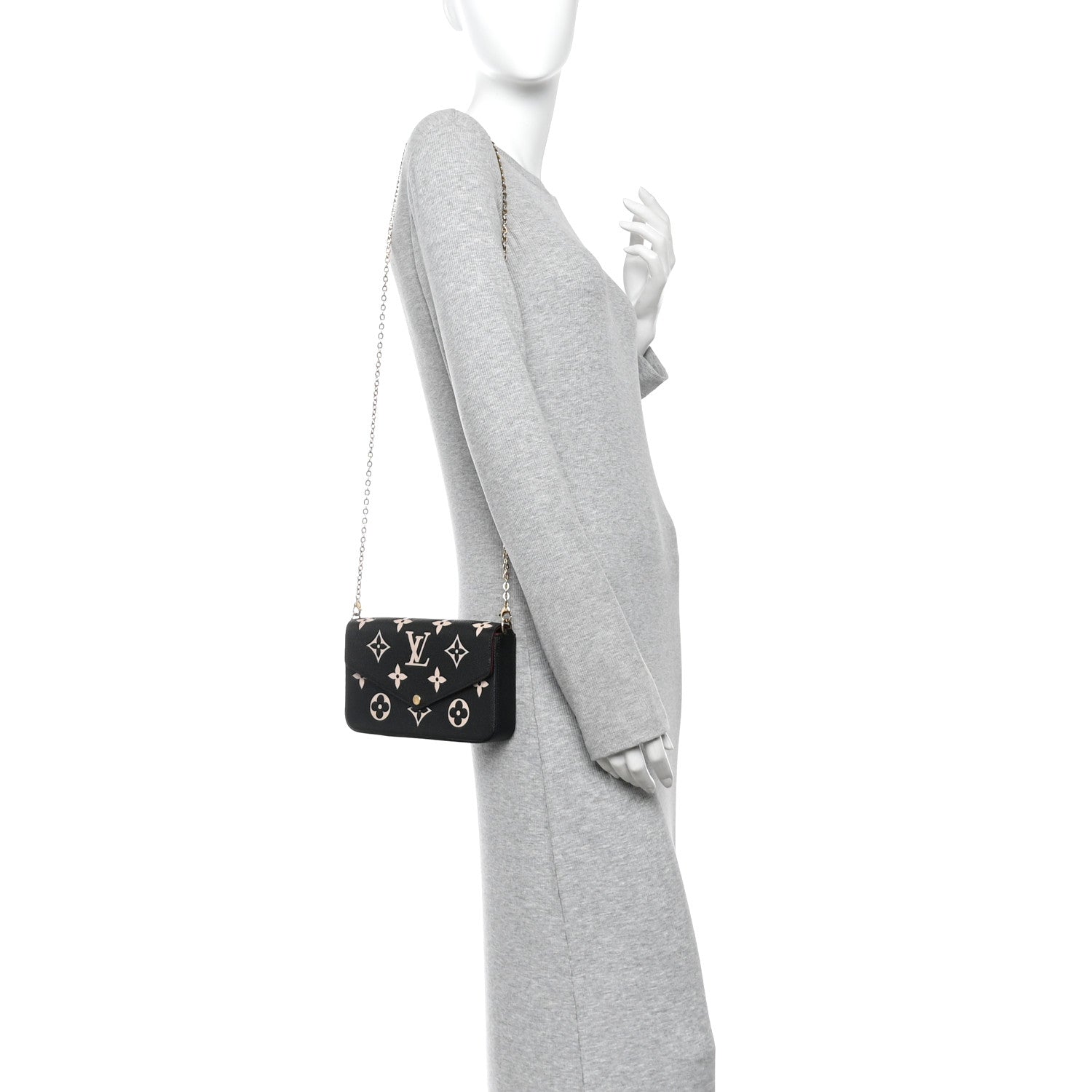 Louis Vuitton Empreinte Monogram Giant Felicie Pochette Black Beige 2 of 11