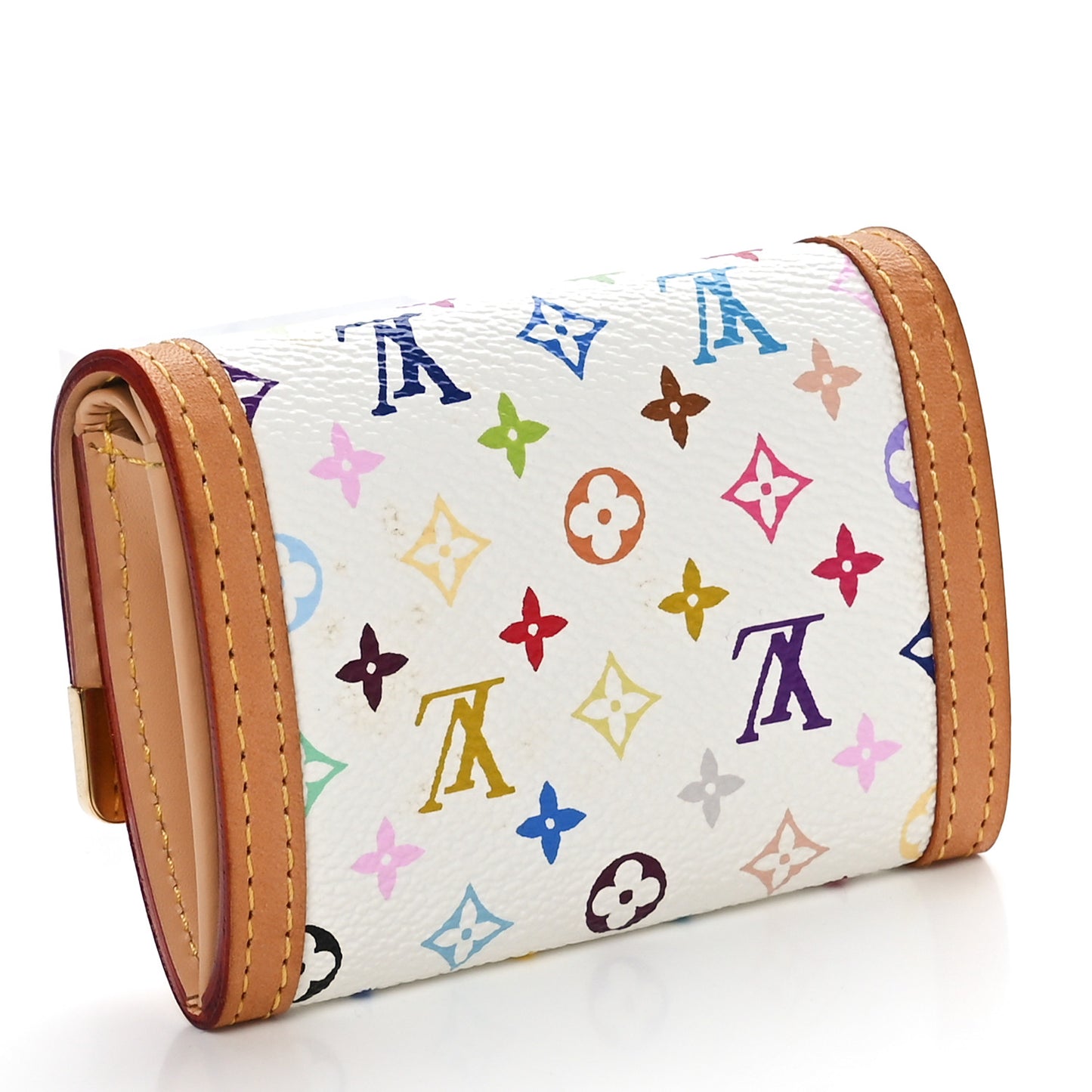 Monogram Multicolor Porte-Monnaie Plat Coin Purse White