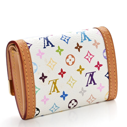 Louis Vuitton Monogram Multicolor Porte-Monnaie Plat Coin Purse White 3 of 7