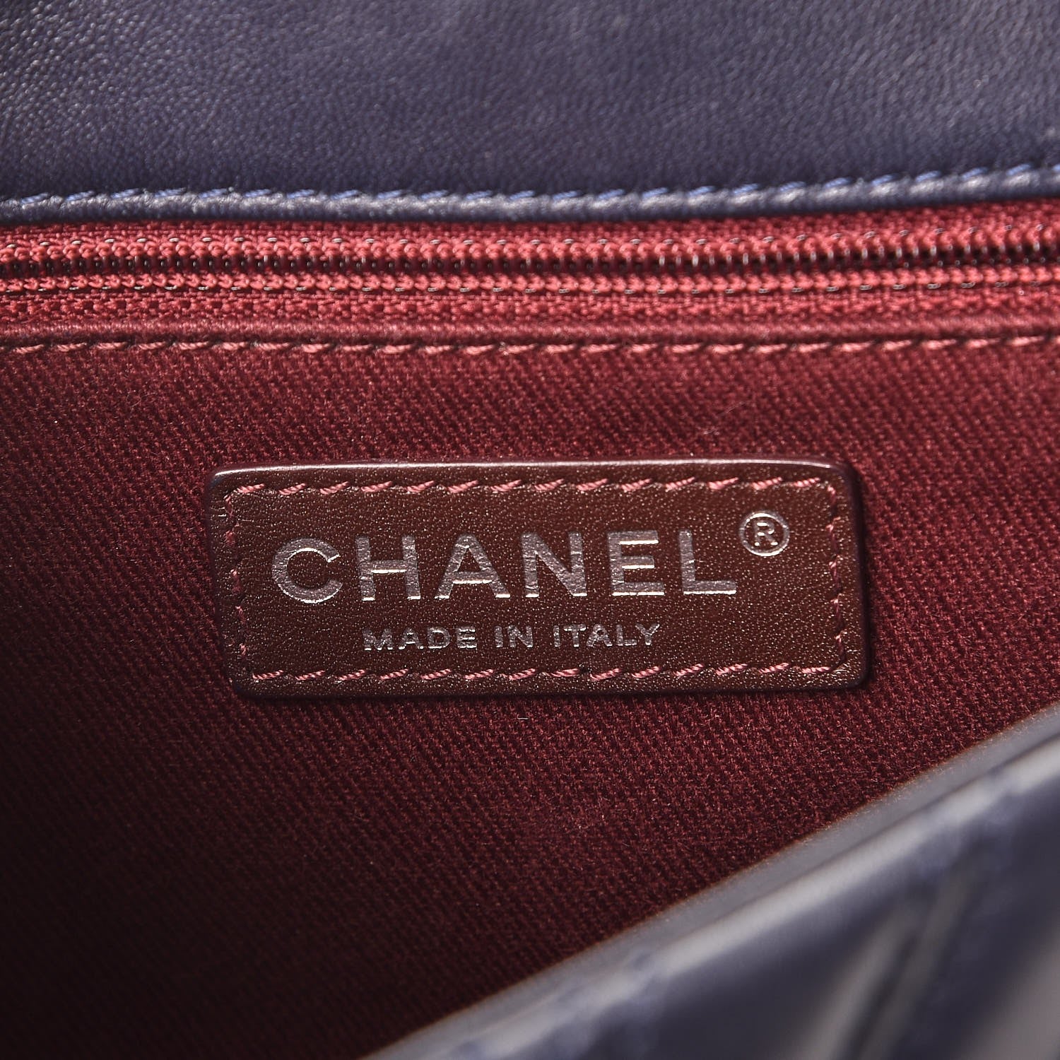 Chanel Lambskin Chevron Double Stitch Medium Single Flap Navy 6 of 10