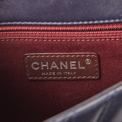 Chanel Lambskin Chevron Double Stitch Medium Single Flap Navy 6 of 10