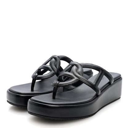 Hermes Nappa Gipsy Sandals 38 Black 4 of 9