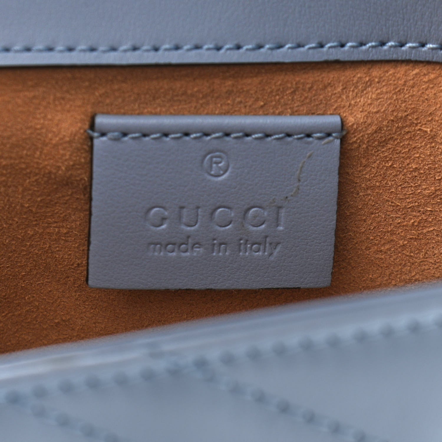 Gucci Calfskin Matelasse Super Mini GG Marmont Shoulder Bag Porcelain Light Blue 6 of 10