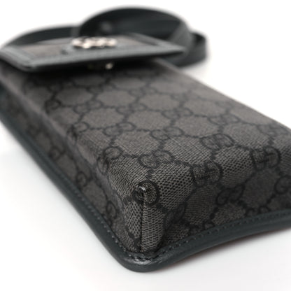 Gucci GG Supreme Monogram Textured Dollar Calfskin Phone Crossbody Bag Grey Black Graphite Grey 7 of 8