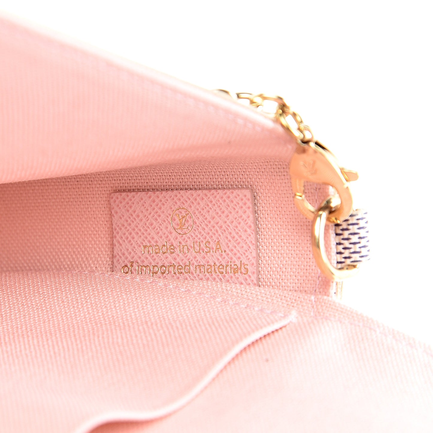 Damier Azur Pochette Felicie Chain Wallet Rose Ballerine