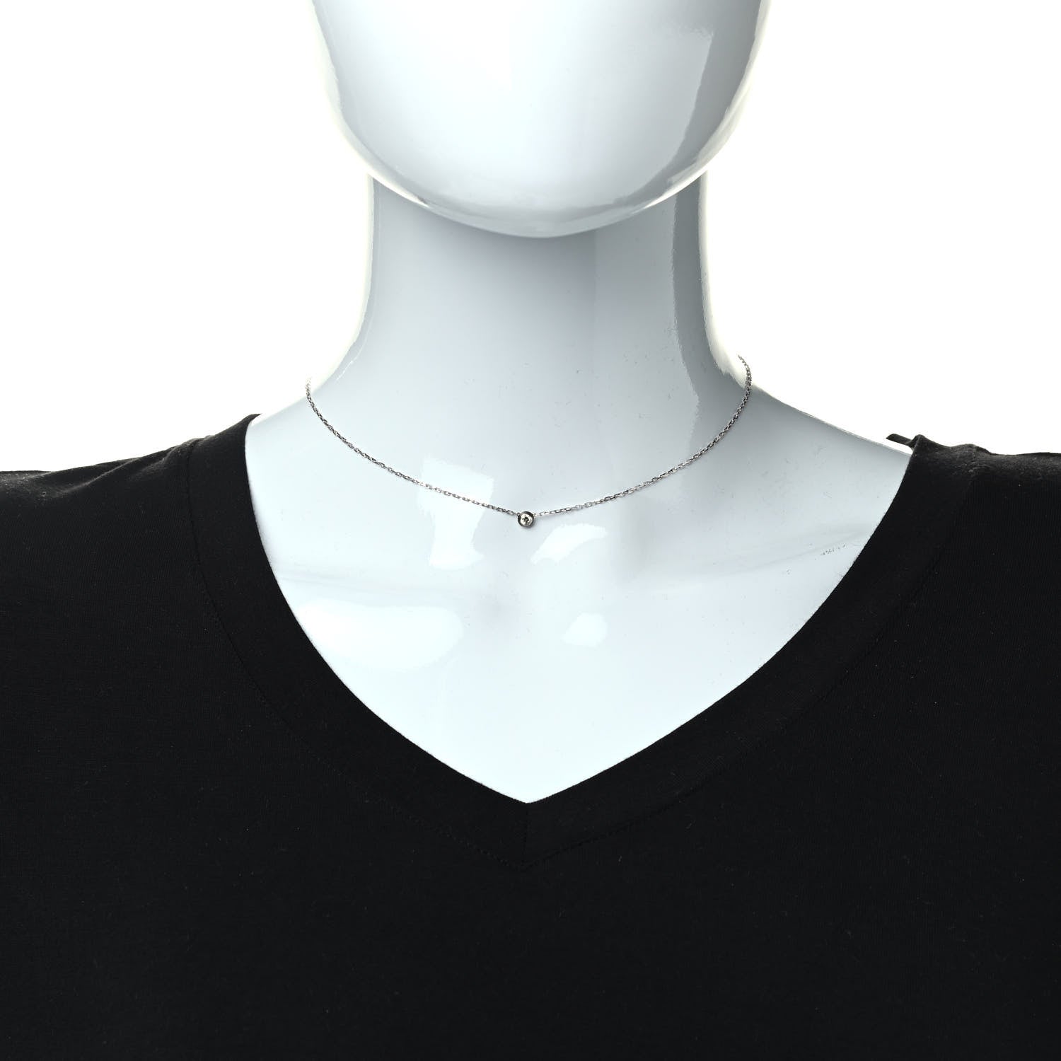 Cartier 18K White Gold Diamond SM D'Amour Pendant Necklace 2 of 8
