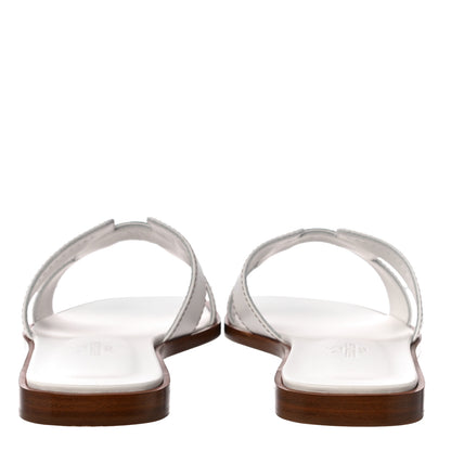 Hermes Box Calfskin Oran Sandals 36 White 6 of 10