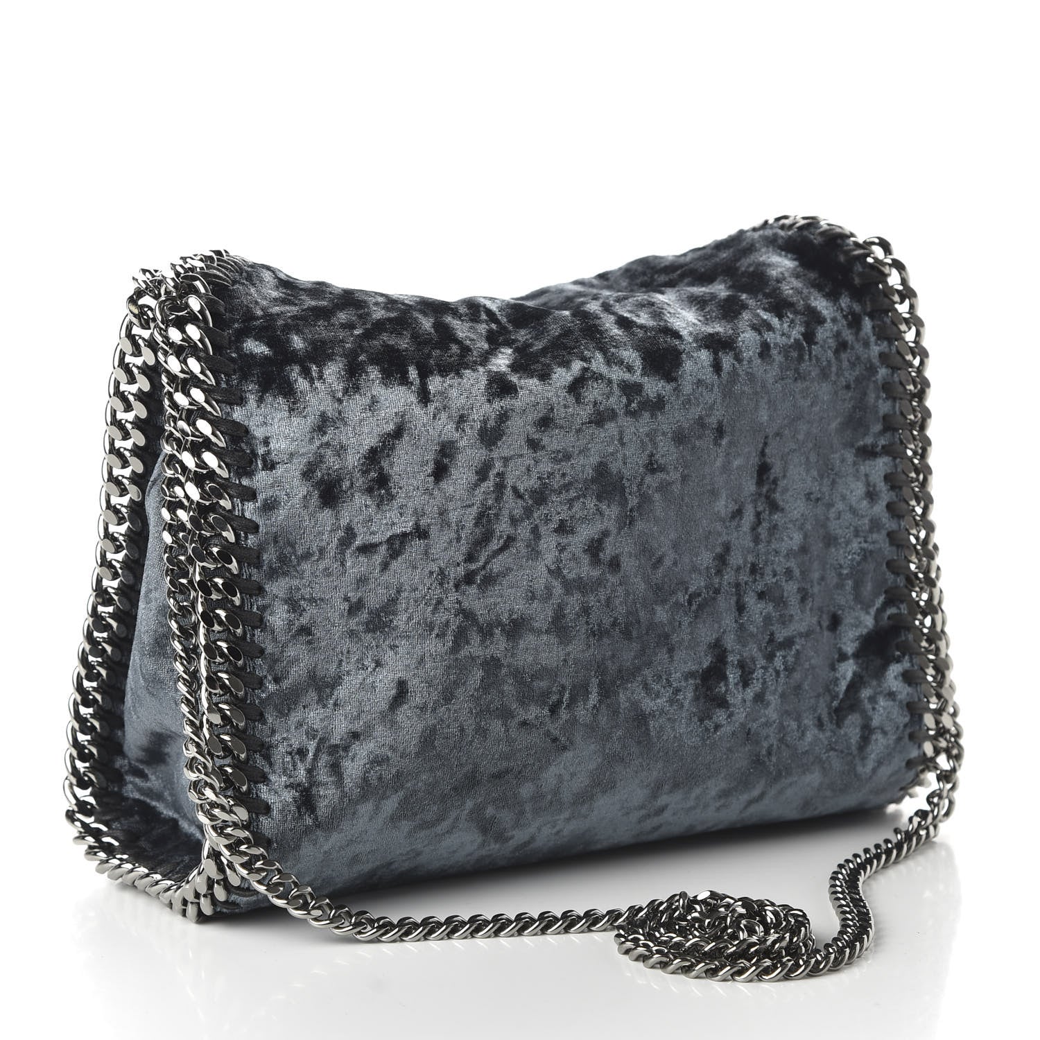Stella McCartney Crushed Velvet Mini Falabella Fold Over Tote Blue 4 of 10