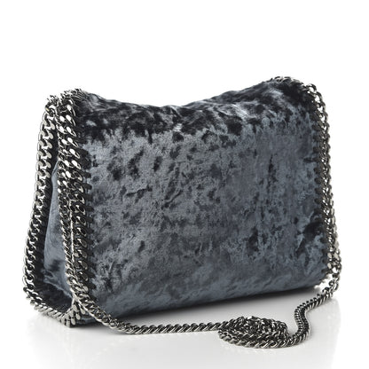 Stella McCartney Crushed Velvet Mini Falabella Fold Over Tote Blue 4 of 10