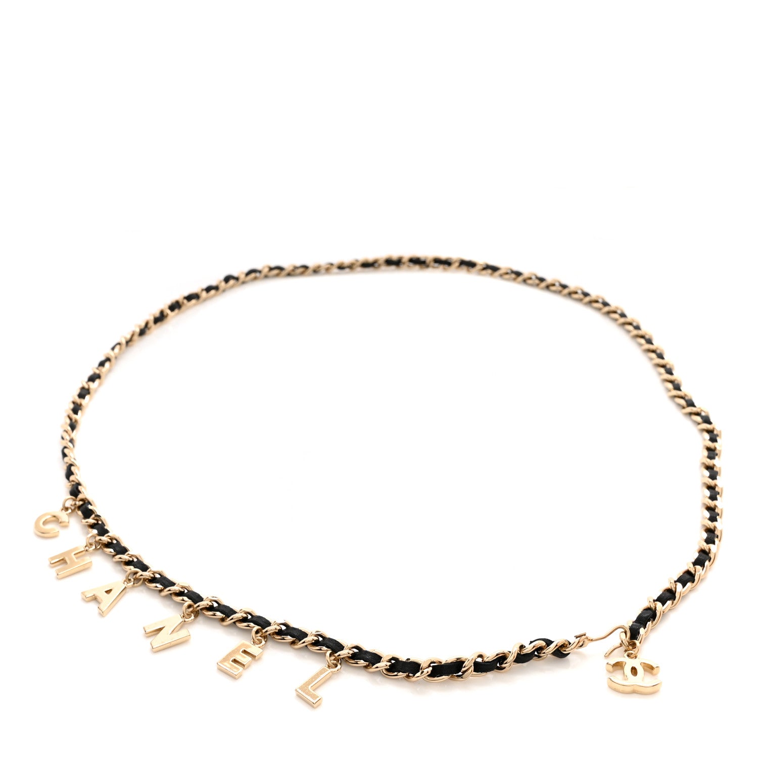 Chanel Lambskin Chain Logo Belt Black Gold 1 of 4