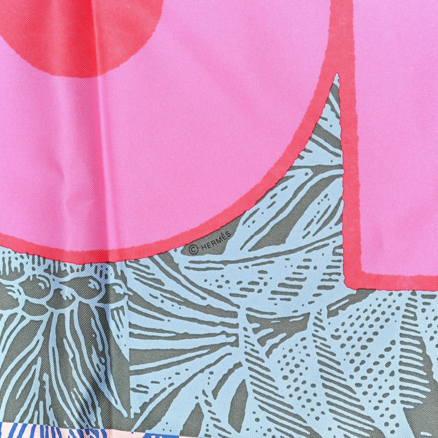 Silk Cavalier En Formes Scarf 90 Rose Vif Bleu Vert