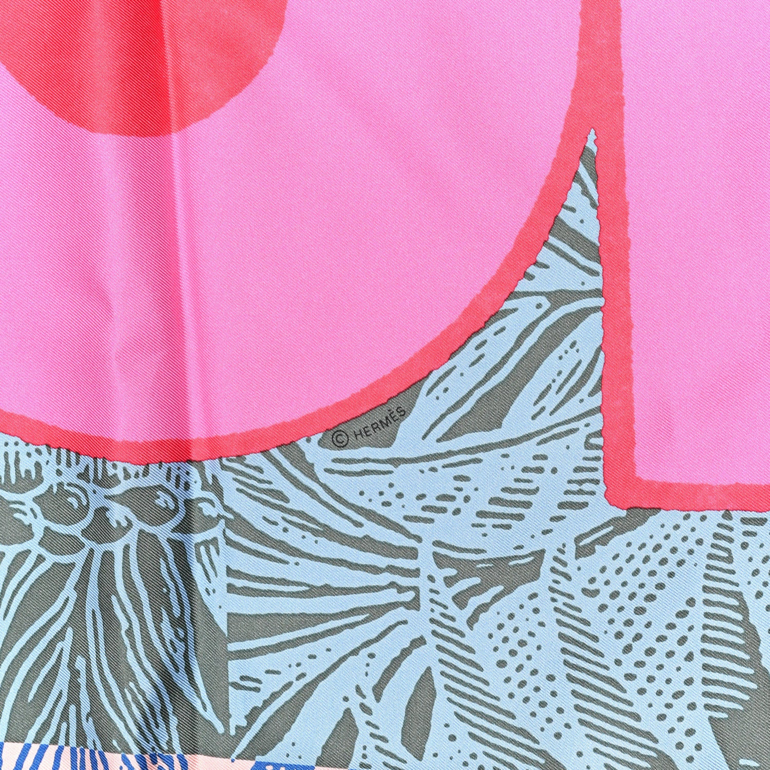 Hermes Silk Cavalier En Formes Scarf 90 Rose Vif Bleu Vert 4 of 5