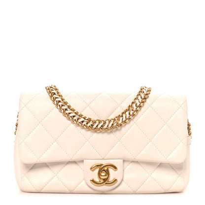 Chanel Lambskin Quilted Small CC Crystal Logo Chain Flap White 1 of 10
