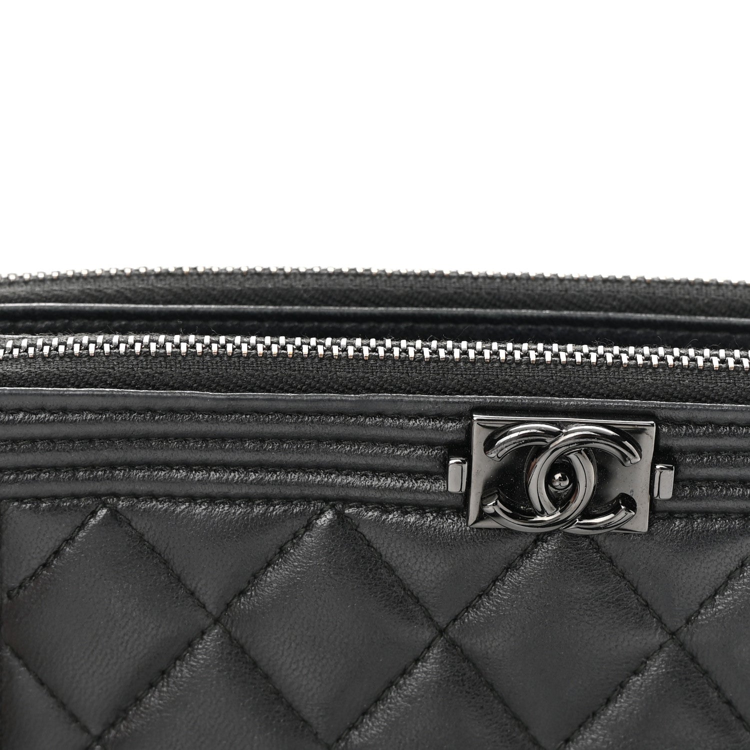Chanel Lambskin Quilted Small Boy Clutch With Chain So Black 15 of 18