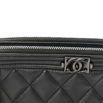 Chanel Lambskin Quilted Small Boy Clutch With Chain So Black 15 of 18