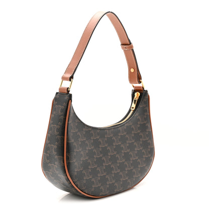 Celine Triomphe Canvas Calfskin Ava Shoulder Bag Tan 3 of 9