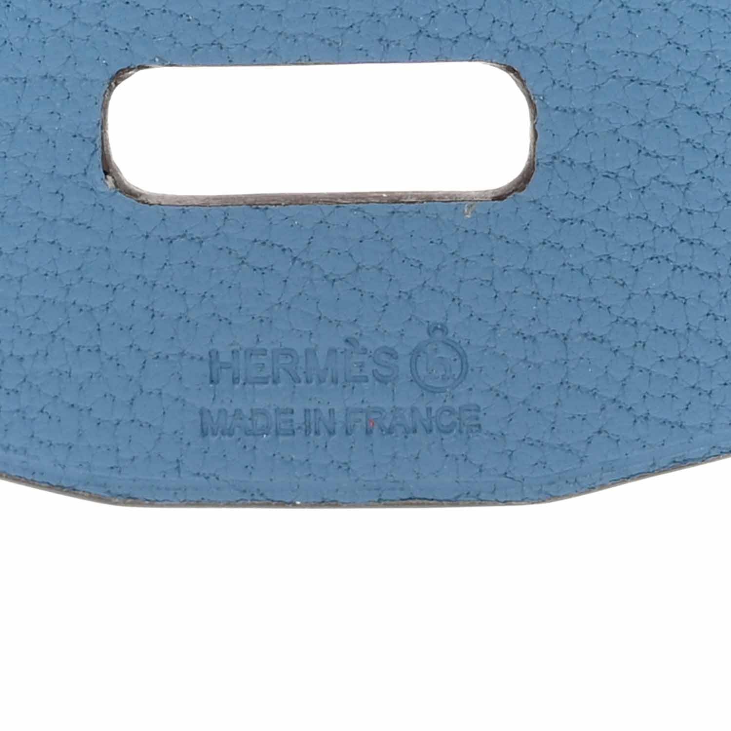 Hermes Taurillon Clemence Chevre Mysore Petit H Kiosque 3H Bag Charm Bleu Agate Vert Verone 6 of 8
