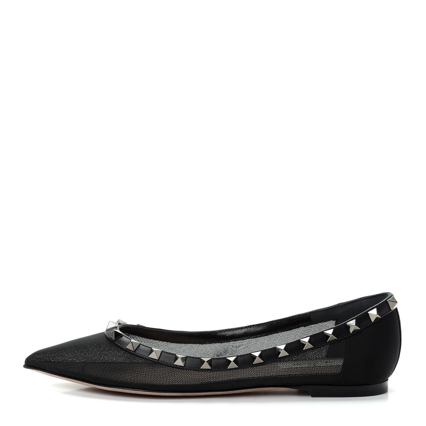 Mesh Rockstud Ballerina Flats 37.5 Black
