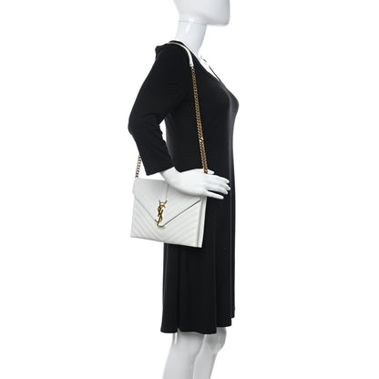 Saint Laurent Calfskin Monogram Chevron Shoulder Bag Crema Soft 2 of 17