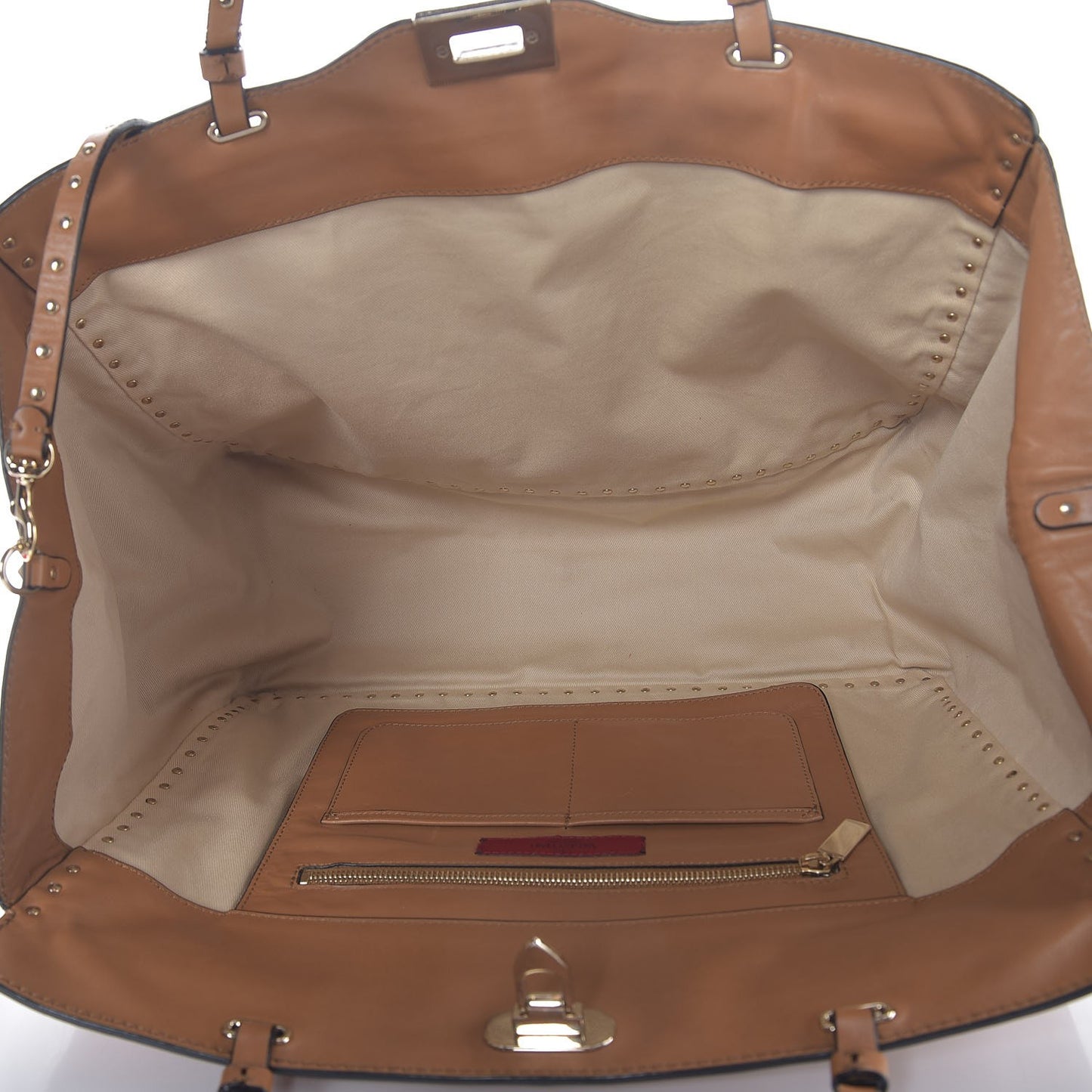 Vitello Large Rockstud Tote Beige