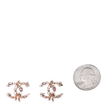 Chanel Crystal CC Earrings Gold Rose Violet 2 of 6
