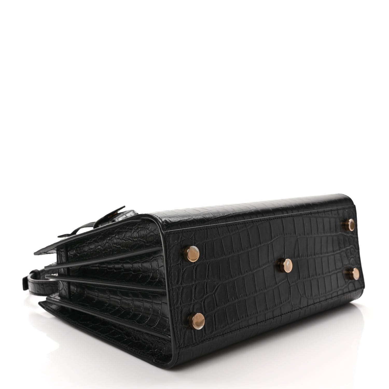Saint Laurent Calfskin Crocodile Embossed Baby Sac De Jour Black 4 of 9