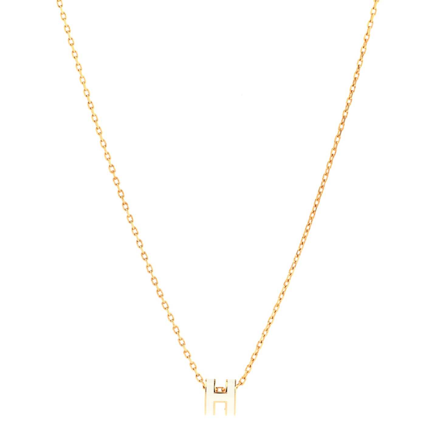Lacquered Gold Mini Pop H Pendant Necklace White