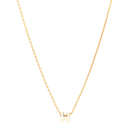 Hermes Lacquered Gold Mini Pop H Pendant Necklace White 1 of 8